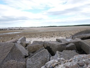 Broken concrete and rock rubble at Cape Cod