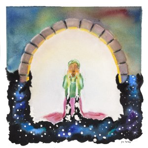 Frame for Hadlakat Nerot - candle lighting. A celestial candle lighting. Watercolor, pastel and wax on paper