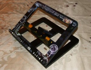 A decorated wooden book shtender, second view