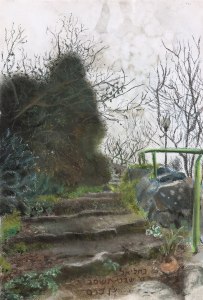Stair in Ein Karem, pastel on paper