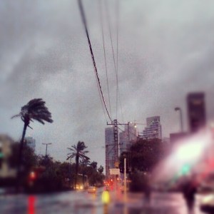 Raining in Tel Aviv